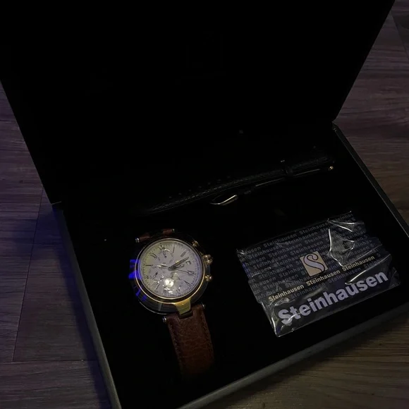 Steinhausen Automatic Watch TW381 40mm Mens Beige/Gold Rim
